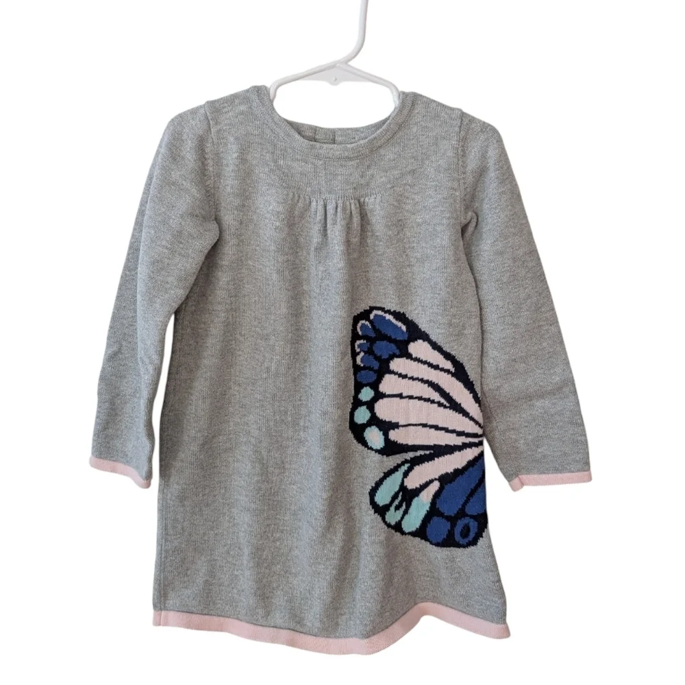 Gymboree Girls Gray Knit Dress with Butterfly Detail Size 5T